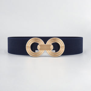 Geometric Buckle Elastic Wide Belt