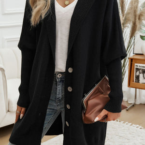 Devine Button Up Long Sleeve Hooded Cardigan