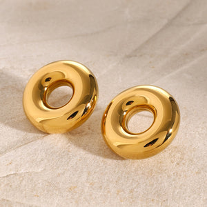 Stainless Steel Cutout Round Shape Earrings