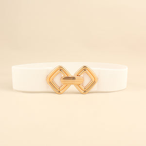 Geometric Buckle Elastic Wide Belt