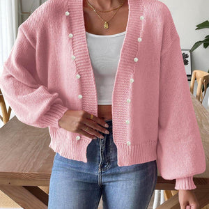 Pearl Open Front Long Sleeve Cardigan