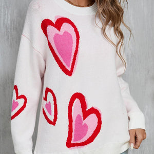 Angel Wings Heart Round Neck Long Sleeve Sweater