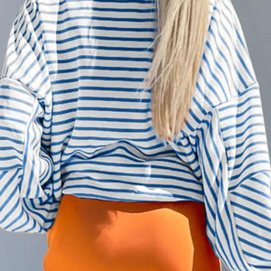 Striped Dropped Shoulder Long Sleeve Sweatshirt