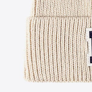 Letter Patch Cuffed Knit Beanie