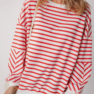 Striped Dropped Shoulder Long Sleeve Sweatshirt