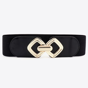 Geometric Buckle Elastic Wide Belt