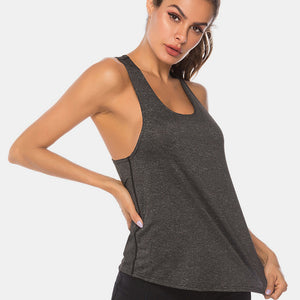 Full Size Scoop Neck Wide Strap Active Tank