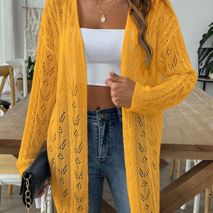 Openwork Open Front Long Sleeve Cardigan