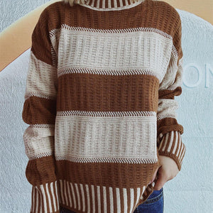 Contrast Round Neck Long Sleeve Sweater