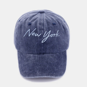 Zenana Washed Embroidered City Baseball Cap