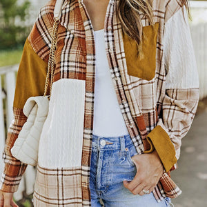 Double Take Plaid Color Block Dropped Shoulder Shacket