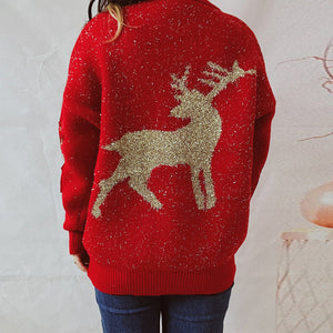 Reindeer Round Neck Long Sleeve Sweater