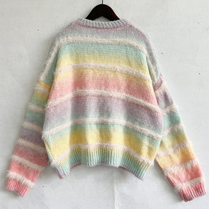 Striped Round Neck Long Sleeve Sweater