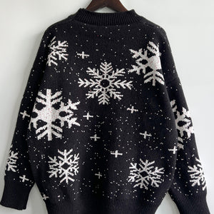 Snowflake Pattern Dropped Shoulder Sweater