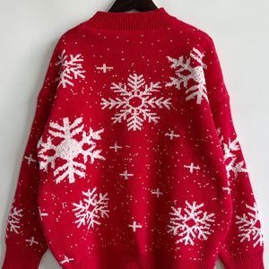 Snowflake Pattern Dropped Shoulder Sweater