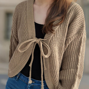 Tied Dropped Shoulder Long Sleeve Cardigan