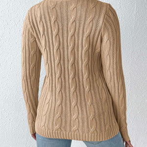 Cable-Knit Round Neck Long Sleeve Sweater