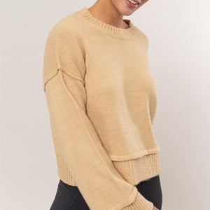 HYFVE Round Neck Dropped Shoulder Ribbed Sweater