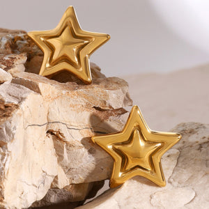 Stainless Steel Star Stud Earrings