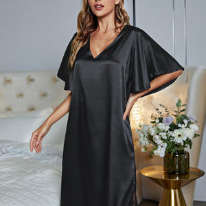 V-Neck Flutter Sleeve Night Dress