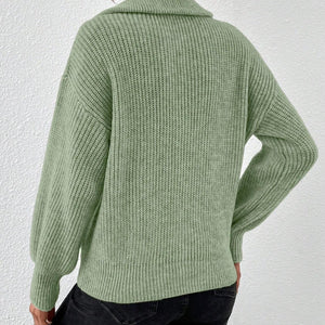 Honey Half Zip Dropped Shoulder Sweater