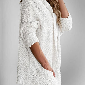 Double Take Pocketed Open Front Long Sleeve Cardigan