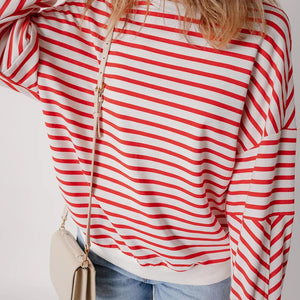 Striped Dropped Shoulder Long Sleeve Sweatshirt