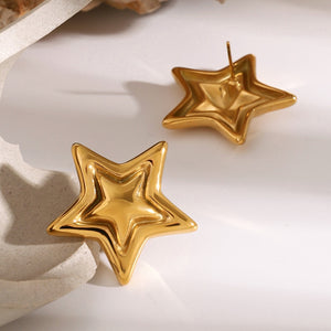 Stainless Steel Star Stud Earrings