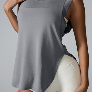 Slit Round Neck Active Tank