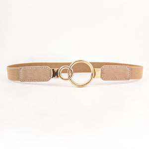 Double Ring Buckle Elastic PU Belt