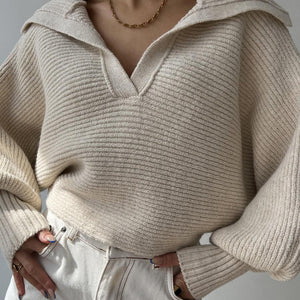 Johnny Collar Long Sleeve Sweater