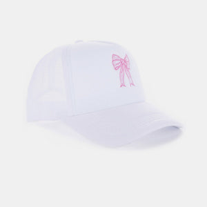 Zenana Ribbon Bow Embroidery Trucker Hat