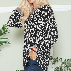 Celeste Full Size Leopard V-Neck Long Sleeve Blouse