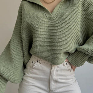 Johnny Collar Long Sleeve Sweater