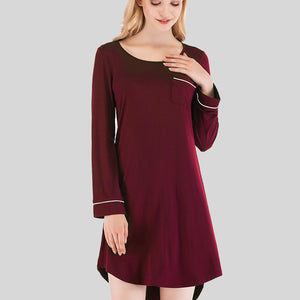 Round Neck Night Dress with Pocket