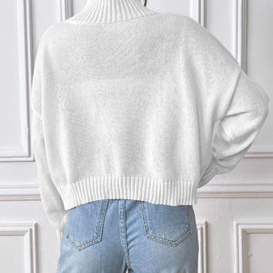 Heart Turtleneck Long Sleeve Sweater