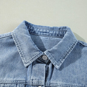 Raw Hem Long Sleeve Denim Jacket