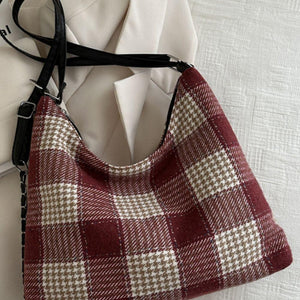 Plaid Adjustable Strap Handbag