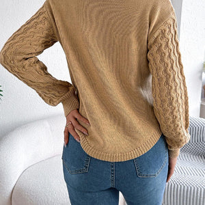 Asymmetric Hem Round Neck Long Sleeve Sweater