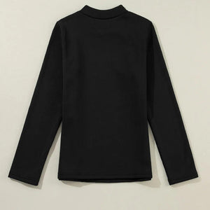 Thermal Lined Mock Neck Long Sleeve Blouse