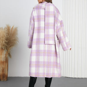 Plaid Button Up Long Sleeve Coat