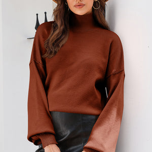 Turtleneck Lantern Sleeve Sweater