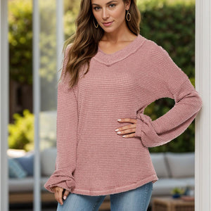 Dropped Shoulder Long Sleeve Knit Top