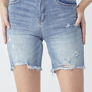 RISEN High Rise Distressed Denim Shorts