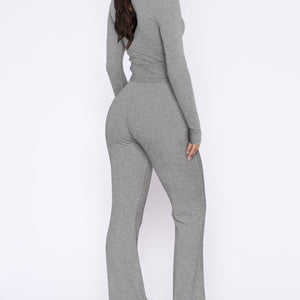 V-Neck Long Sleeve Top and Pants Set