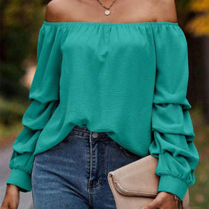 Ruched Off-Shoulder Long Sleeve Blouse