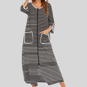 Round Neck Three-Quarter Sleeve Midi Night Dress