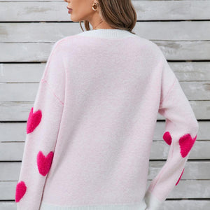 Angel Wings Heart Round Neck Long Sleeve Sweater