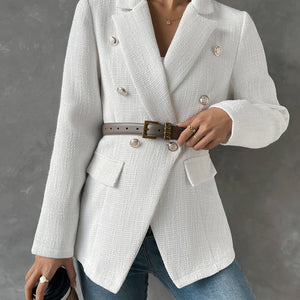 Lapel Collar Long Sleeve Blazer with Pockets