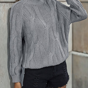 Rib-Knit Mock Neck Sweater